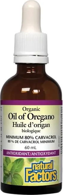 Natural Factors Organic Oil of Oregano натурално масло от риган антиоксидант с антимикробен ефект 60 мл