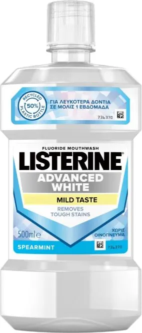 Listerine Advanced White Mild Taste Вода за уста с избелващ ефект без алкохол 500 мл