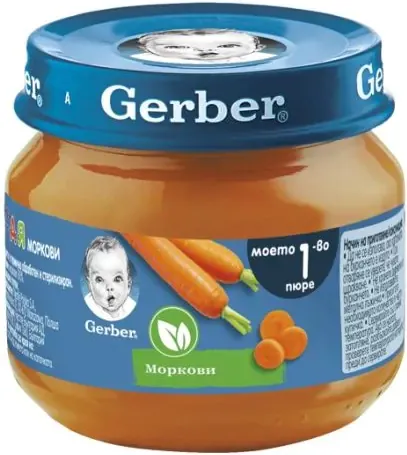 GERBER® Храна за бебета Моркови пюре Моето първо пюре бурканче 80 гр