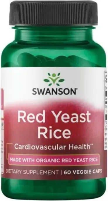 Swanson Red Yeast Rice Органичен червен дрожден ориз за сърдечно-съдовата система 60 веге капсули