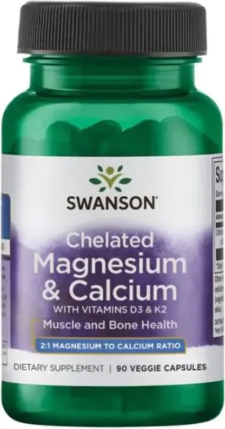 Swanson Albion Magnesium & Calcium with Vitamins D3 & K2 Албион магнезий и калций с витамини D3 и K2 х 90 капсули