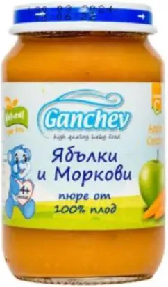 Ganchev Пюре ябълки и моркови, 100% плод 4М+ 190 гр