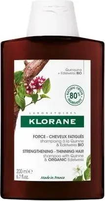 Klorane Заздравяващ и стимулиращ шампоан против косопад и оредяваща коса с хинин и органичен еделвайс 200 мл