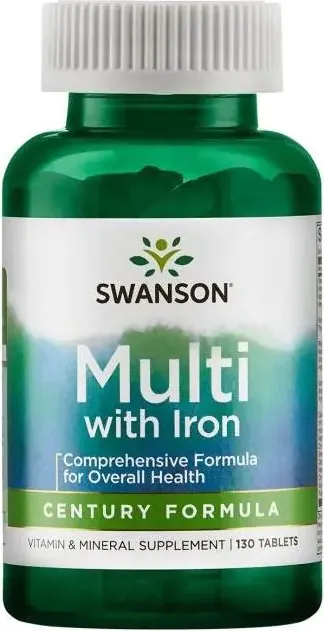 Swanson Century Formula Multivitamin with Iron Мултивитамини с желязо х 130 таблетки