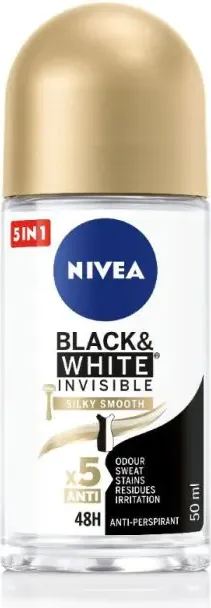 Nivea Black & White Invisible Silky Smooth Дезодорант рол-он против изпотяване за жени 50 мл