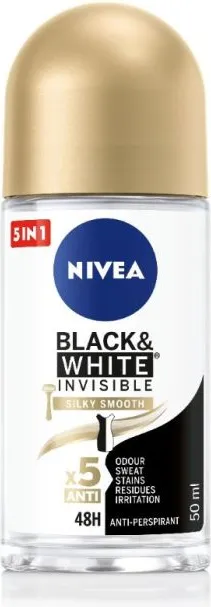 Nivea Black & White Invisible Silky Smooth Дезодорант рол-он против изпотяване за жени 50 мл