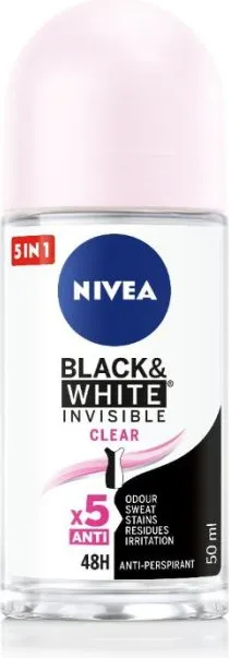 Nivea Black & White Invisible Clear Дезодорант рол-он против изпотяване за жени 50 мл