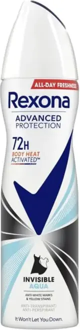 Rexona Advanced Protection Invisible Aqua Дезодорант против изпотяване за жени 150 мл