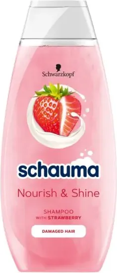 Schauma Nourish & Shine Възстановяващ шампоан за силно увредена коса с екстракт от ягода 400 мл