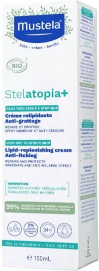 Mustela Stelatopia+ Липидовъзстановяващ крем за много суха до атопична кожа 150 мл