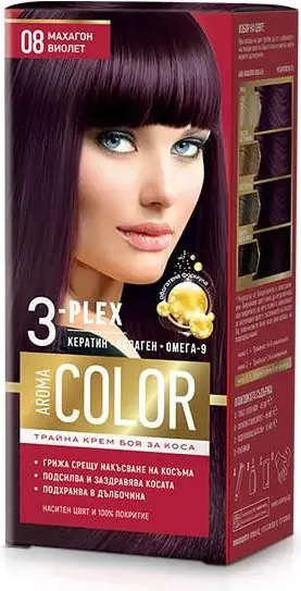 Color 3-Plex Трайна крем боя за коса Цвят №08 Махагон виолет