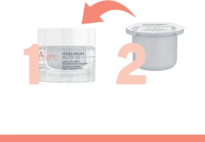 Avene Hyaluron Activ B3 Регенериращ аква гел-крем 50 мл + Avene Hyaluron Activ B3 Регенериращ аква гел-крем за лице 50 мл Еко пълнител Комплект