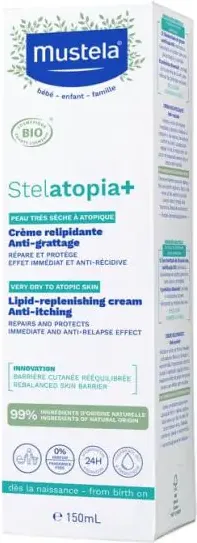 Mustela Stelatopia+ Липидовъзстановяващ крем за много суха до атопична кожа 150 мл