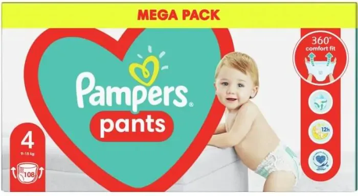 Пелени - гащички Pampers Pants Размер 4 Maxi 9-15 кг 108 бр