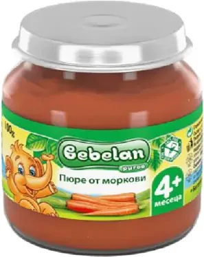 Bebelan Ovko Пюре моркови за захранване 4М+ 100 г