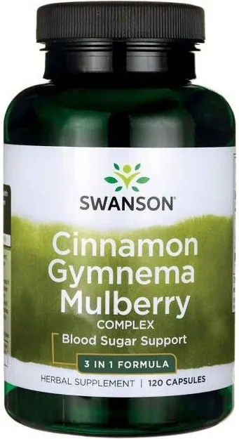 Swanson Cinnamon, Gymnema, Mulberry Complex Комплекс с канела, гимнема и черница 120 капсули