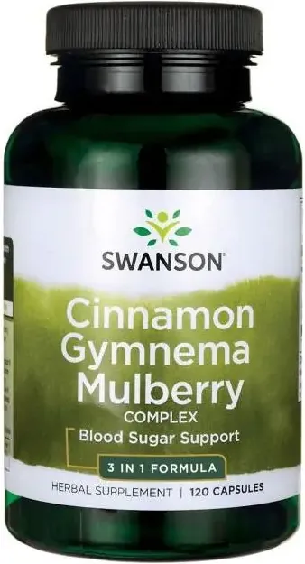 Swanson Cinnamon, Gymnema, Mulberry Complex Комплекс с канела, гимнема и черница 120 капсули