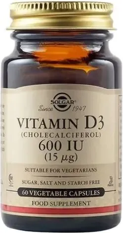 Solgar Vitamin D3 Витамин D3 за имунната система 600IU х60 меки капсули
