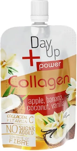 DayUp Power Collagen Плодов пауч ябълка, банан, кокос, ванилия и колаген 100 г