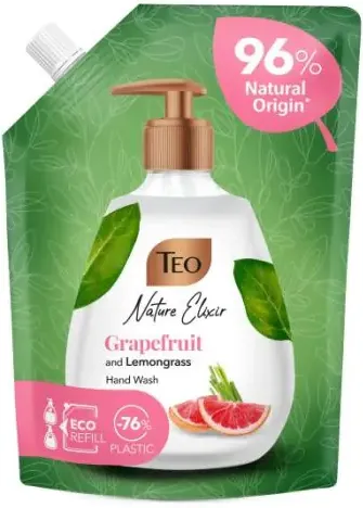 Teo Nature Elixir Pink Grapefruit and Lemongrass Liquid Soap Течен сапун с аромат на грейпфрут и лимонена трева - пълнител 500 мл