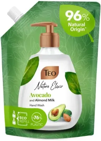 Teo Nature Elixir Avocado and Almond Milk Liquid Soap Течен сапун с аромат на авокадо и бадемово масло - пълнител 500 мл