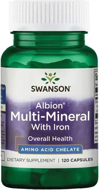 Swanson Albion Multi-Mineral With Iron Мултиминерали с желязо Албион х 120 капсули