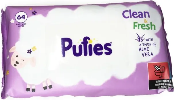 Pufies Clean & Fresh Бебешки мокри кърпички с алое вера 64 бр