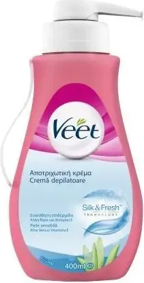 Veet Silk & Fresh Депилиращ крем за чувствителна кожа с алое вера и витамин E 400 мл