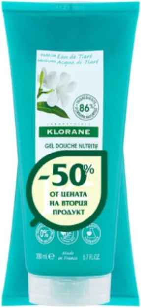 Klorane Подхранващ душ гел с гардения 200 мл 2 бр Комплект