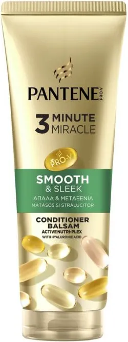 Pantene Smooth & Sleek 3 Minute Miracle Балсам серум за копринено мека и гладка коса 220 мл