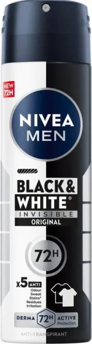 Nivea Мen Black & White Invisible Original Дезодорант спрей против изпотяване за мъже 150 мл