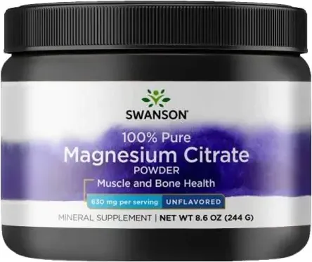 Swanson 100% Pure Magnesium Citrate Powder Магнезиев цитрат прах 244 гр