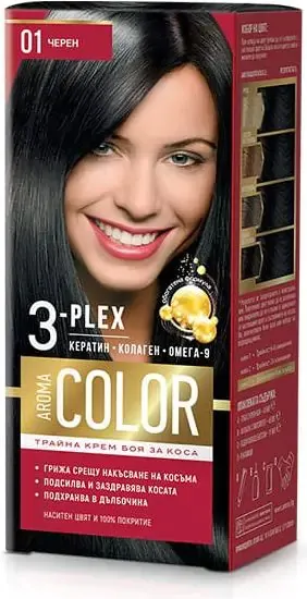 Color 3-Plex Трайна крем боя за коса Цвят №01 Черен