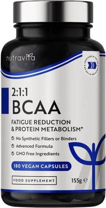 BCAA (2:1:1) с витамини B6 & B12 х 180 капсули Nutravita