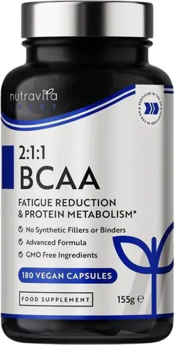BCAA (2:1:1) с витамини B6 & B12 х 180 капсули Nutravita