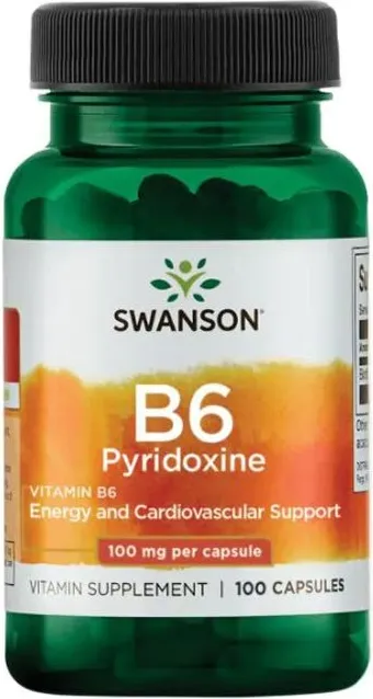 Swanson Vitamin B-6 Pyridoxine Витамин В6 пиридоксин 100 мг х 100 капсули