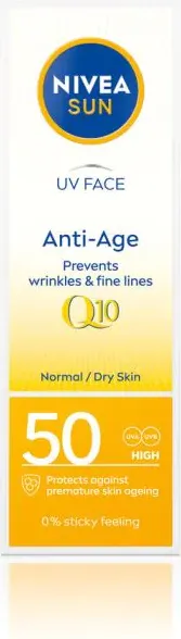 Nivea Sun Q10 Anti-Age & Anti-Pigments Слънцезащитен крем за лице против бръчки и пигментни петна SPF50 50 мл