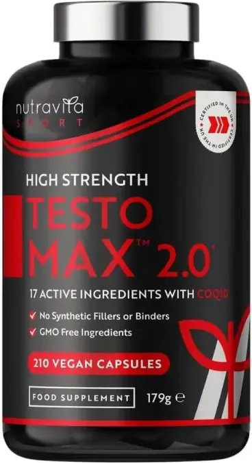 TestoMax 2.0 за повишаване на тестостерона х 210 капсули Nutravita