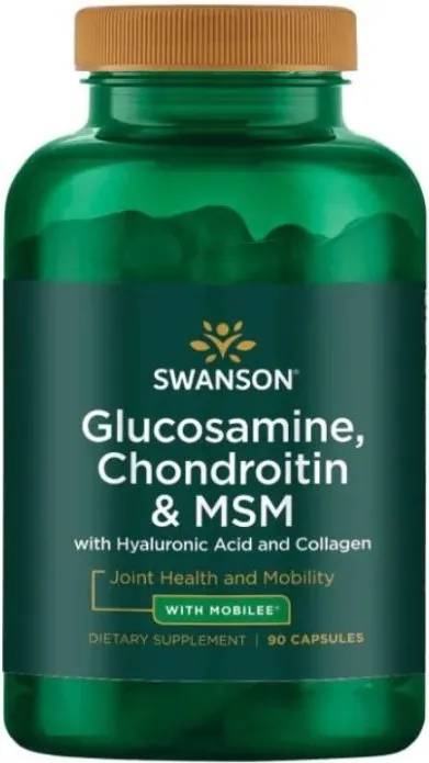 Swanson Glucosamine Chondroitin and MSM Глюкозамин, хондроитин и МСМ с хиалуронова киселина и колаген 90 капсули