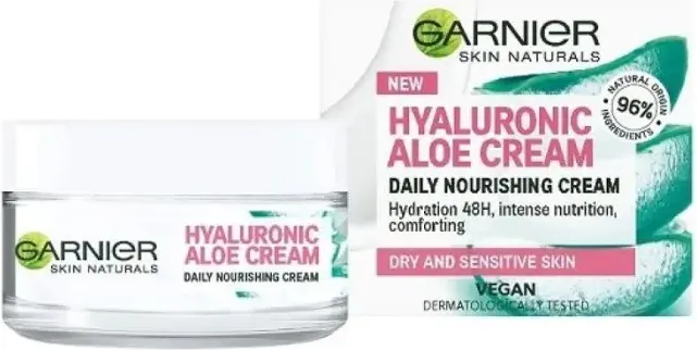 Garnier Skin Naturals Hyaluronic Aloe Подхранващ крем за лице за суха и чувствителна кожа с алое вера 50 мл
