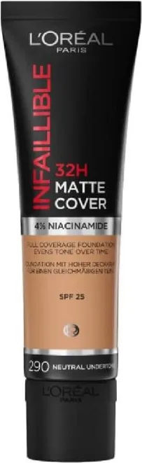 L’Oreal Infallible 32H Matte Cover Дълготраен фон дьо тен с матов ефект SPF18  290 Golden Amber