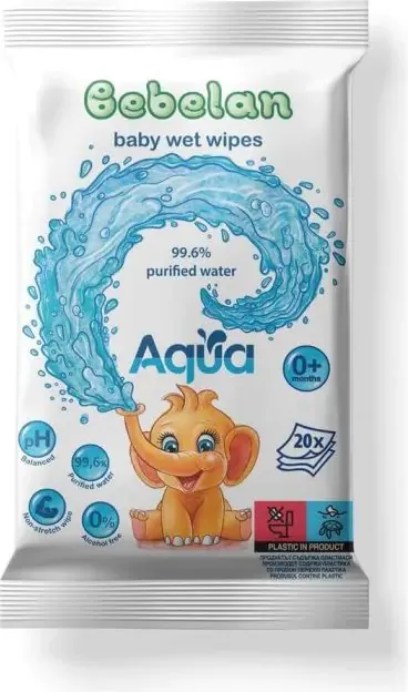 Bebelan Aqua Бебешки мокри кърпи с 99.6 % вода 20 бр