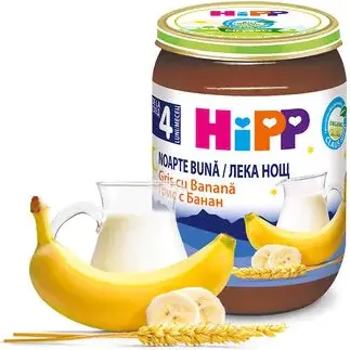 Hipp био млечна каша "Лека нощ" с грис и банан 4М+ 190 гр