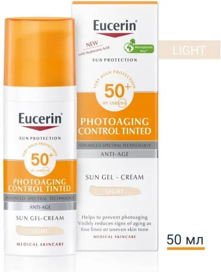 Eucerin Sun Photoaging Control Слънцезащитен оцветен гел-крем за контрол на фотостареенето SPF50+ Светъл нюанс 50 мл