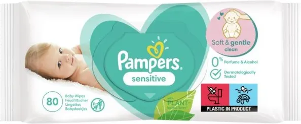 Pampers Sensitive Fragrance Free Бебешки мокри кърпички 80 бр