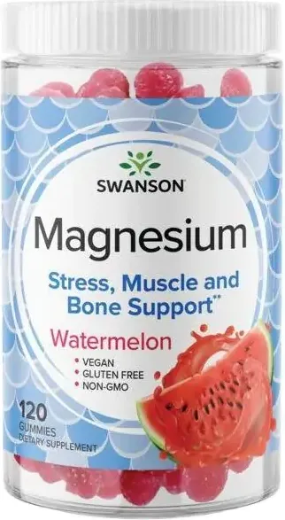Swanson Magnesium Gummies - Watermelon Магнезий дъвчащи таблетки с вкус на диня х 120 дъвчащи таблетки