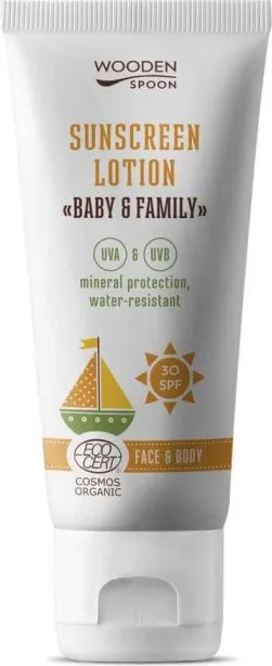 Wooden Spoon  Baby&Family Invisible Zinc Био слънцезащитен лосион SPF30 100 мл