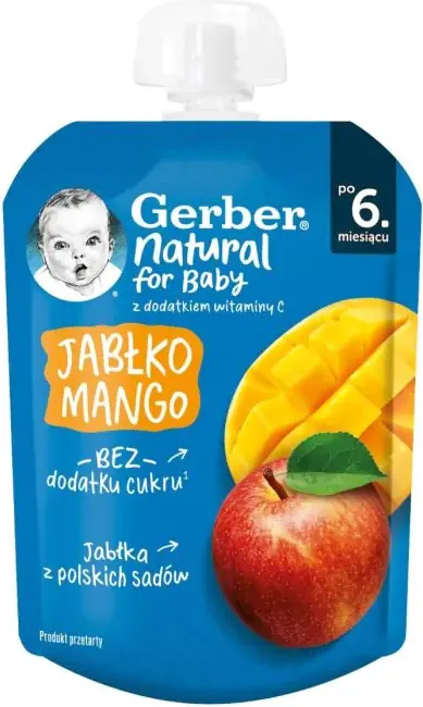 Nestle Gerber Пауч Плодова закуска с ябълка и манго 6м+ 80 гр