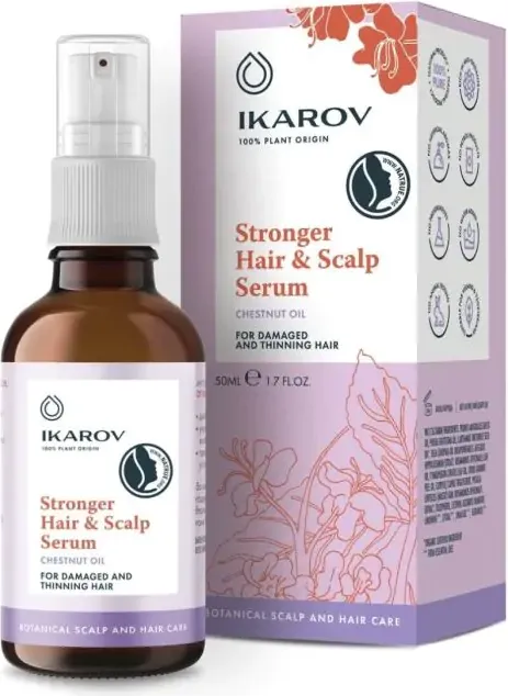 Ikarov Заздравяващ серум за коса и скалп с масло от кестен за увредена и оредяваща коса 50 мл