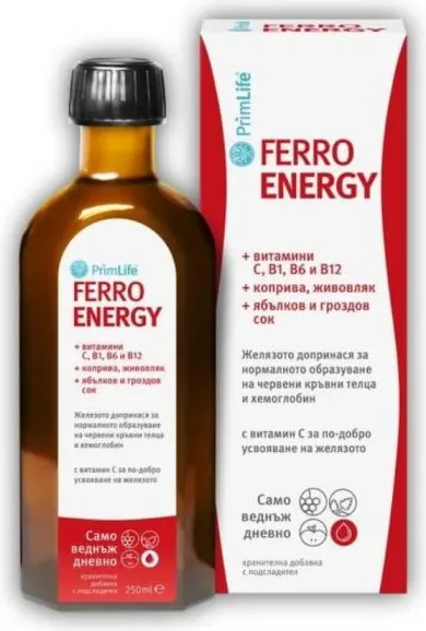 NaturProdukt PrimLife Ferro Energy Сироп за поддържане на нормални нива на желязо в кръвта 250 мл